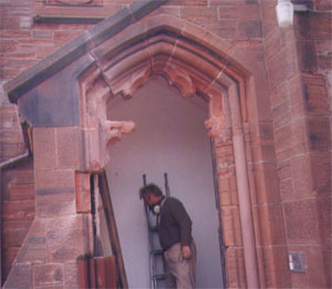 Weather decayed moulded doorway